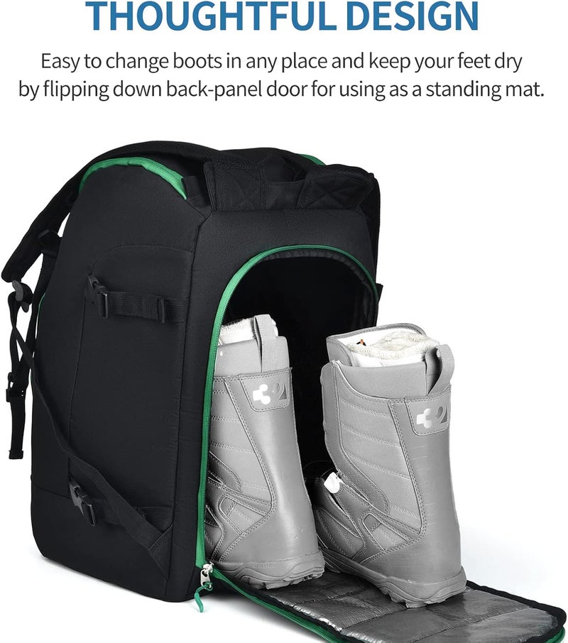 FeedMoo Ski Boot Bag Black Cooler Backpack 50L Waterproof Snowboard Travel Luggage Snow Bags for Youth Men Ski Helmet Goggles Gloves Skiing Gear Accessories - Image 3